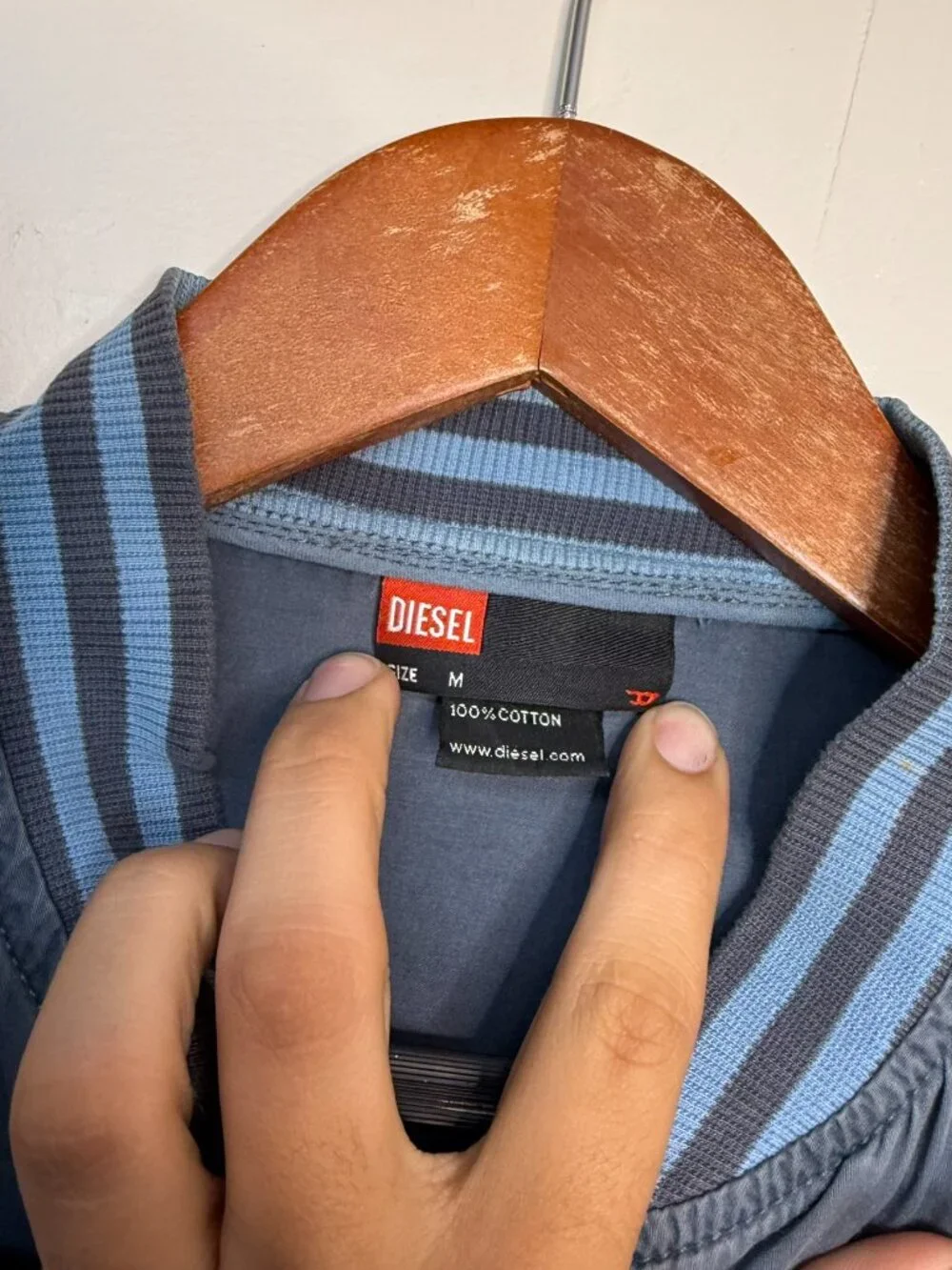 Diesel Cotton Bomber Jacket Blue Grey Colorblock M - Picture 4 of 11